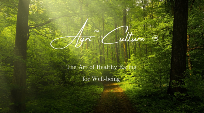 Title screen from The Art of Healthy Eating & Well Being video with Forest background